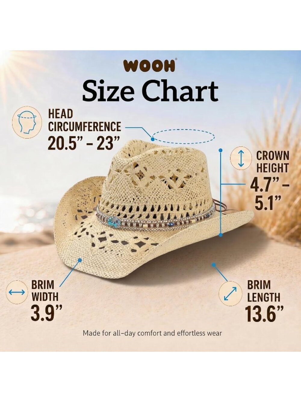 Men's Beige2 Pull-On Shapeable Brim Adjustable Chin Strap Cowgirl Cowboy Hats - Picture 5 of 6